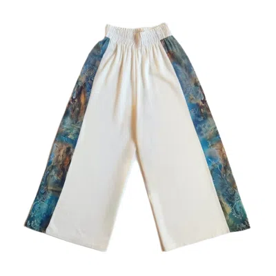 Wild Mary Gold Women's Linen Pants - White With Gilded Age