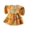 Wild Mary Gold Women's Yellow / Orange Mini Sheer Overlay Dress - Chantilly In Yellow/orange