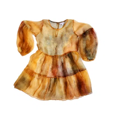 Wild Mary Gold Women's Yellow / Orange Mini Sheer Overlay Dress - Chantilly In Yellow/orange