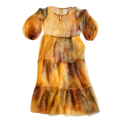 Wild Mary Gold Women's Yellow / Orange Sheer Maxi Overlay Dress - Chantilly In Yellow/orange