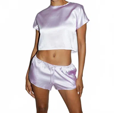 Wild+nite Lingerie Midnight Silk Pajama Set In Lilac In Blue
