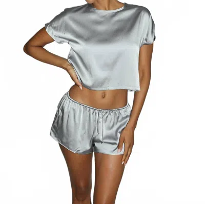 Wild+nite Lingerie Midnight Silk Pajama Set In Silver In Gray