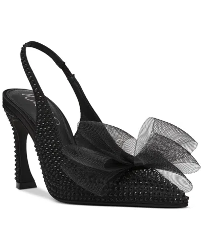 Wild Pair Alegro Bow Slingback Pumps, Created For Macy's In Black Bling