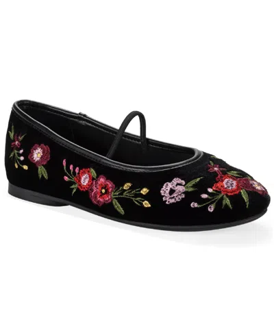 Wild Pair Augustt Ballet Flats, Created For Macy's In Black Embroidered