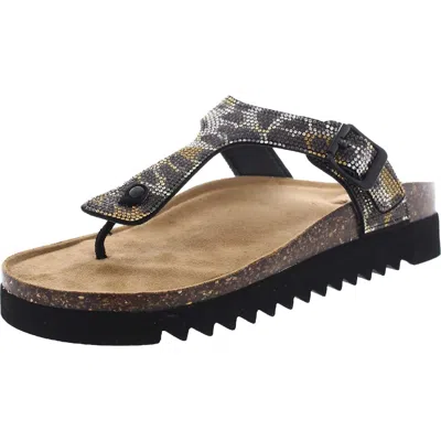 Wild Pair Barnett Womens Casual Footbed Thong Sandals In Multi