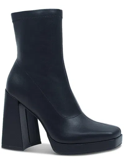 WILD PAIR BEAUTEE WOMENS SQUARE TOE BLOCK HEEL BOOTIES