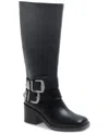 Wild Pair Buckk Buckle Moto Boots, Created For Macy's In Black Smooth