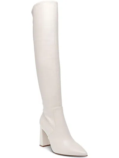 Wild Pair Eileene Womens Faux Leather Pointed Toe Knee-high Boots In White