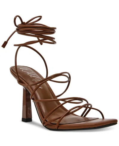 Wild Pair Eross Lace-up Dress Sandals, Created For Macy's In Brown Smooth