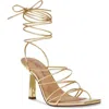 Wild Pair Erossp Womens Metallic Leather Lace-up Heels In Gold