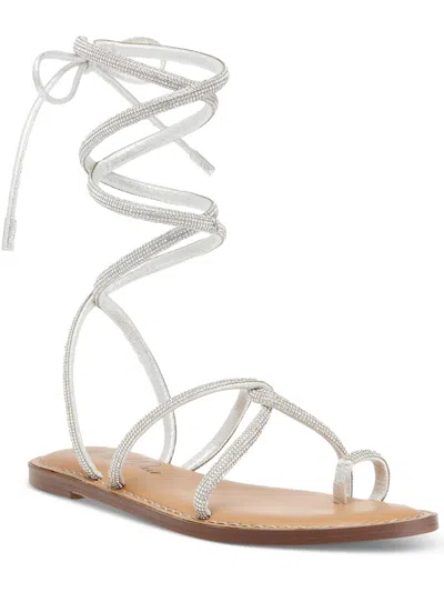 Wild Pair Genniferf Womens Wrapping Ankle Toe Ring Gladiator Sandals In Silver
