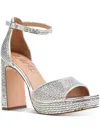 Wild Pair Hendryx Womens Rhinestone Open-toe Platform Sandals In Silver