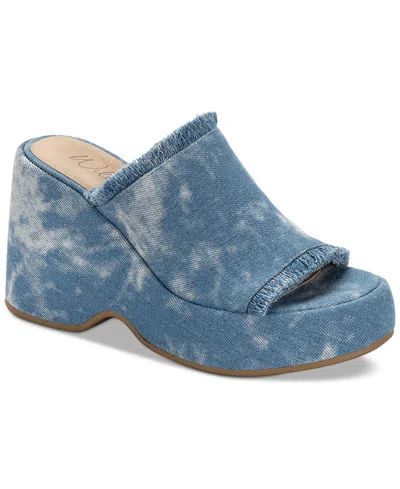 Wild Pair Mahrshah Platform Slides Sandals, Exclusively At Macy's In Denim