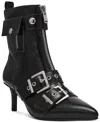 Wild Pair Moonbeam Buckle Booties, Created For Macy's In Black Crinkle