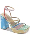 WILD PAIR MUZEF WOMENS FLORAL STRAPPY PLATFORM SANDALS