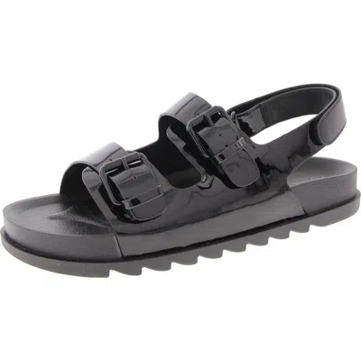 Wild Pair Mystick Womens Patent Ankle Strap Slingback Sandals In Black