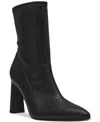 Wild Pair Beautee Womens Square Toe Block Heel Booties In Black Smooth