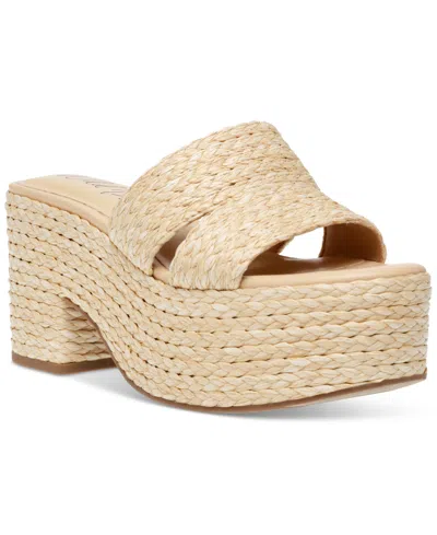 Wild Pair Niftyy Woven Espadrille Platform Wedge Slide Sandals, Created For Macy's In Natural Raffia