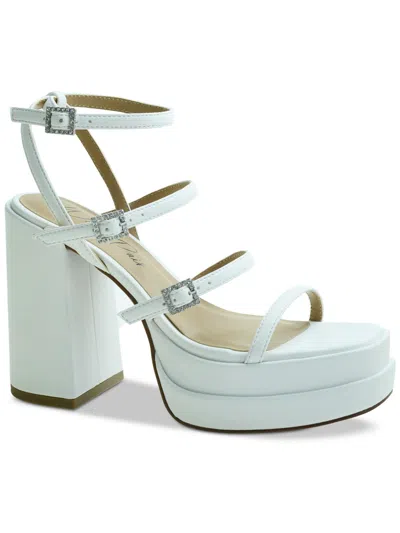 Wild Pair Olyve Womens Faux Leather Block Heel In White