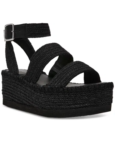 Wild Pair Showstopr Womens Woven Slingback Platform Sandals In Black Raffia