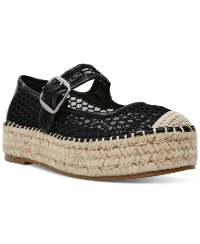 Wild Pair Sonnie Mesh Buckle Platform Espadrille Flats, Created For Macy's In Black Mesh