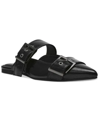 Wild Pair Spicee Buckle Mules, Created For Macy's In Black Smooth
