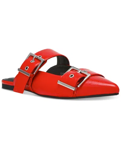 Wild Pair Spicee Buckle Mules, Created For Macy's In Red Crinkle