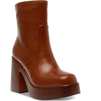 Wild Pair Stellaa Boots Women Brown Leather Square Toe Platform Bootie Lion589