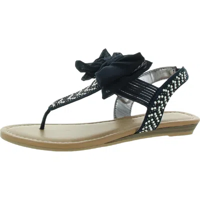 Wild Pair Swan Womens Rhinestones Slingback Thong Sandals In Blue