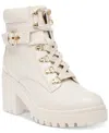 Wild Pair Women's Bridgitt Lace-up Side-zip Lug-sole Booties, Created For Macy's In Bone Smooth