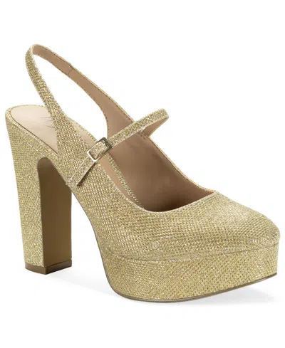 Wild Pair Women's Ciehna Round Toe Platform Pumps, Macy's Exclusive In Gold