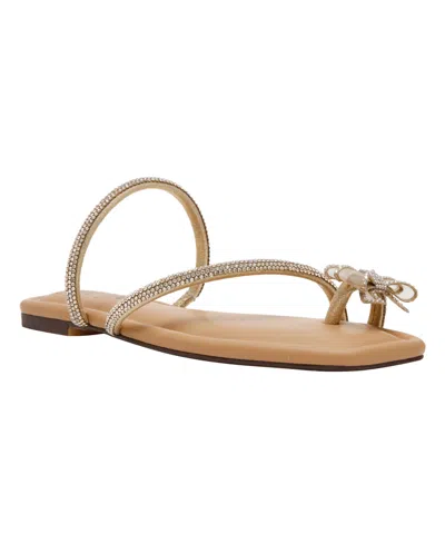 Wild Pair Women's Eliana Rhinestone Bow Flat Sandals, Macy's Exclusive In Gold