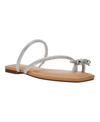 Wild Pair Women's Eliana Rhinestone Bow Flat Sandals, Macy's Exclusive In White