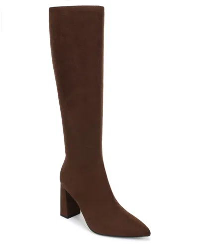 Wild Pair Women's Extra Wide-calf Knee-high Block Heel Dress Boots, Macy's Exclusive In Brown