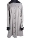 Wild Palms Long Sleeve Fleece Trim Maxi Jacket In Taupe/black In Multi
