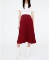 Wild Pony Elvira Pleated Midi Skirt In Red Houndstooth In Red