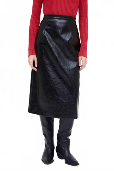Wild Pony Faux Leather Midi Skirt In Black