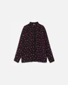 Wild Pony Fluid Shirt In Red Flower Print In Black