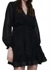 Wild Pony Isabella Microdot Midi Dress In Black In Black