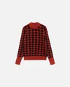 WILD PONY KNIT SWEATER IN RED HOUNDSTOOTH PRINT