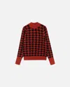 Wild Pony Knit Sweater In Red Houndstooth Print In Red