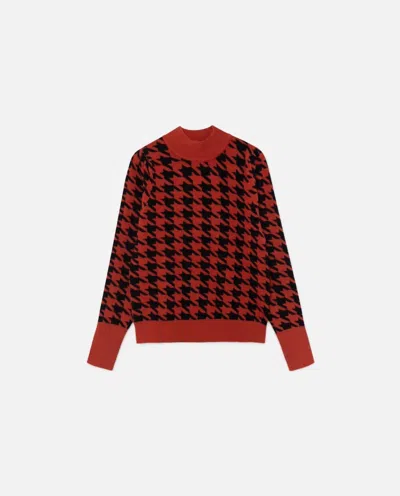 Wild Pony Knit Sweater In Red Houndstooth Print