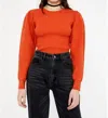 Wild Pony Round Neck Ribbed Sweater In Orange In Orange
