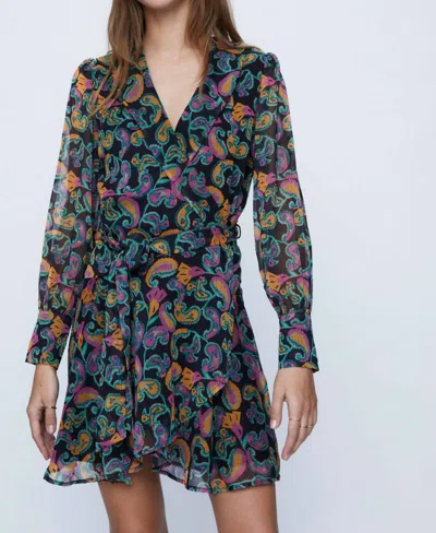 Wild Pony Short Wrap Dress In Multi Color