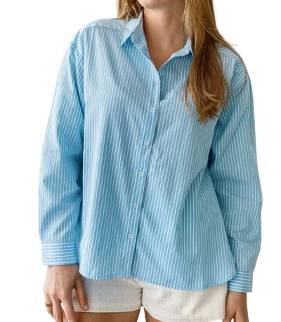 Wild Pony Striped Button Up Shirt In Blue Stripe