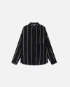 Wild Pony Striped Fluid Shirt In Black In Black