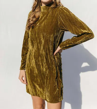 Wild Pony Velvet Mini Dress In Green In Gold