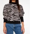 WILD PONY ZEBRA PRINT INTARSIA-KNIT SWEATER IN BLACK AND WHITE