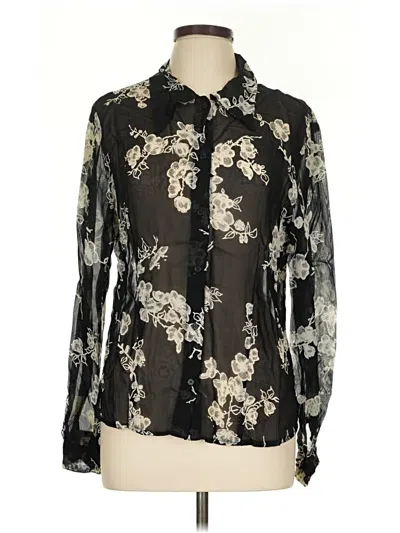 Pre-owned Wild Rose Long Sleeve Blouse In Black
