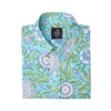 Wild Rose Men's Blue Shauku Hand Block Print Cotton Long Sleeved Floral Shirt In Blue